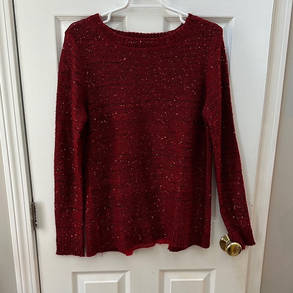Time and Tru Women's Rich Red Crew Neck Sweater